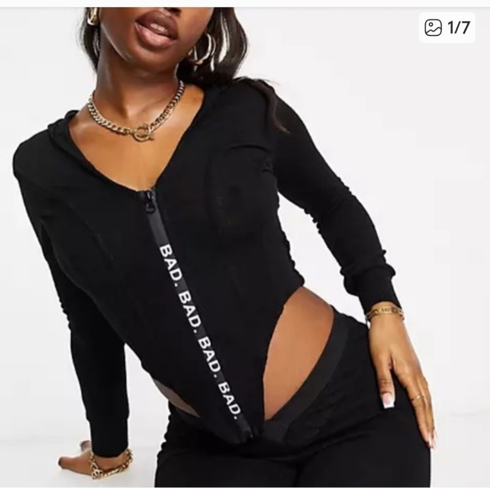 Black and White Zip-Up Hoodie - Picture 1 of 2